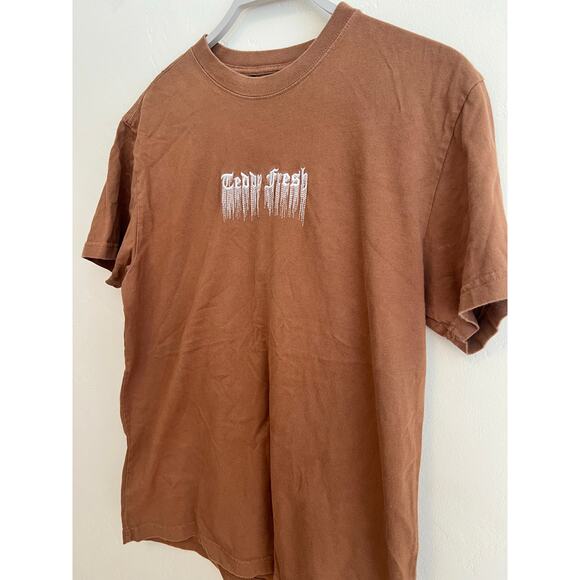 Teddy Fresh Brown Embroidered Melting Logo Men’s Tee Shirt Size: Small - Picture 2 of 7